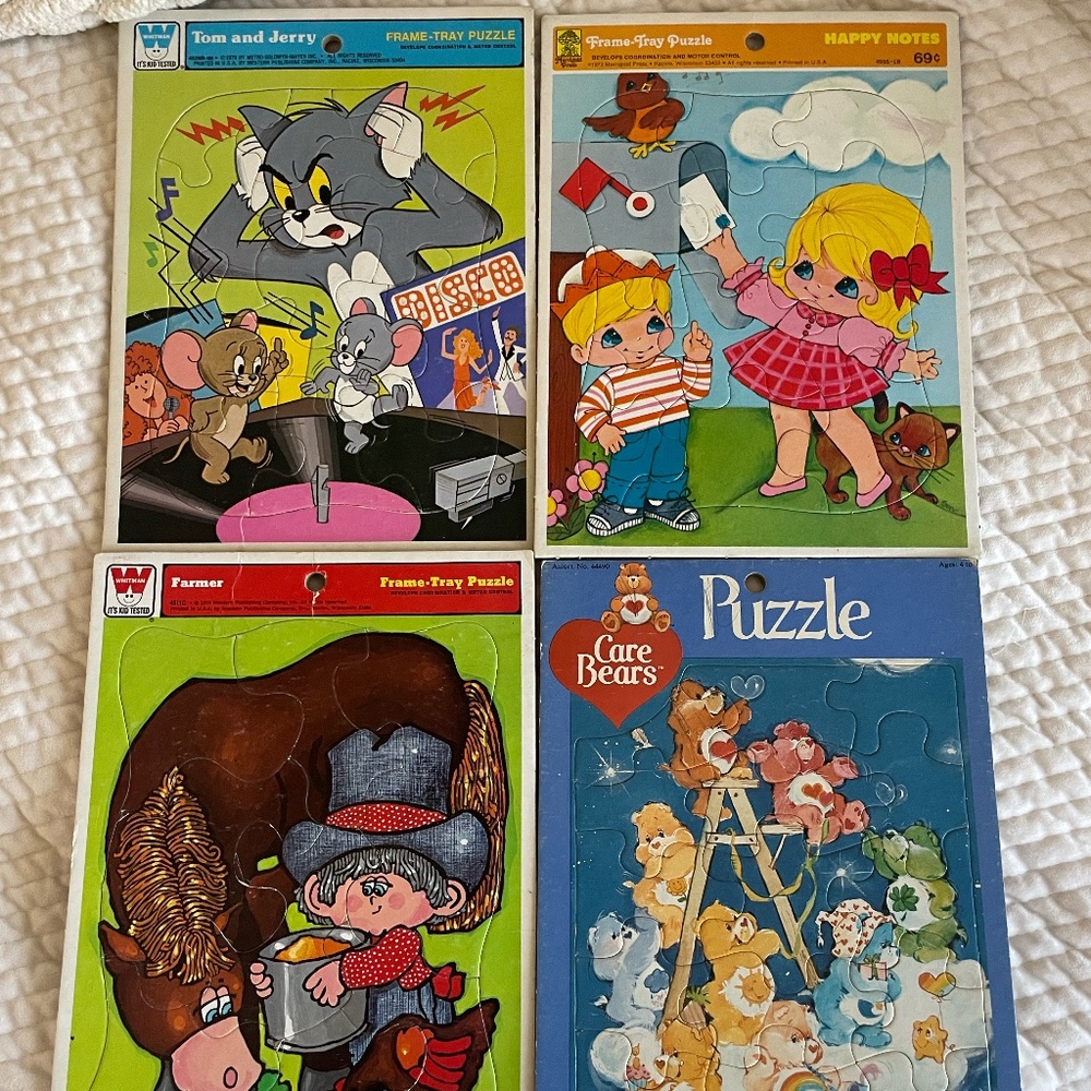 SET OF 4 VTG FRAME TRAY PUZZLES